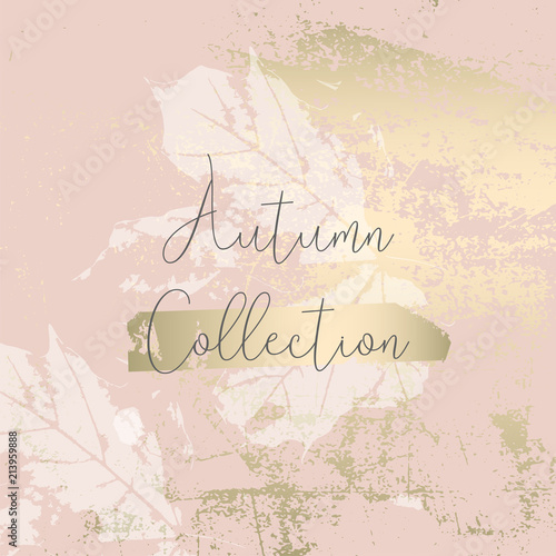 Autumn collection trendy chic gold blush background for social media, advertising, banner, invitation card, wedding, fashion header