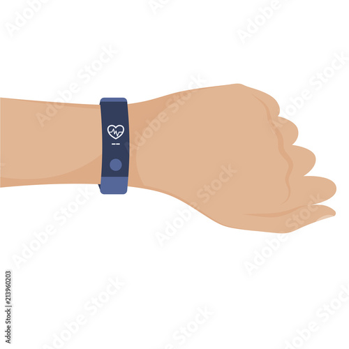 Hand with smart band.