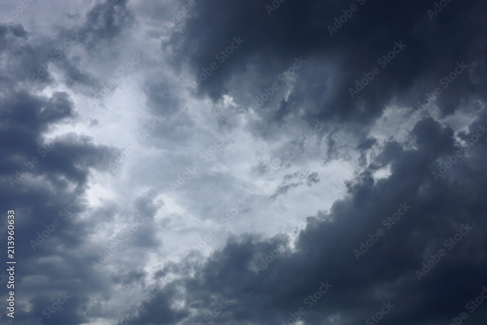 gray black clouds in the dark sky