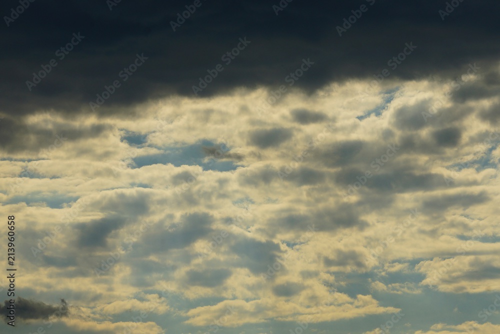 Fototapeta premium a lot of gray black clouds in the dark sky
