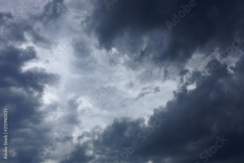 gray black clouds in the dark sky