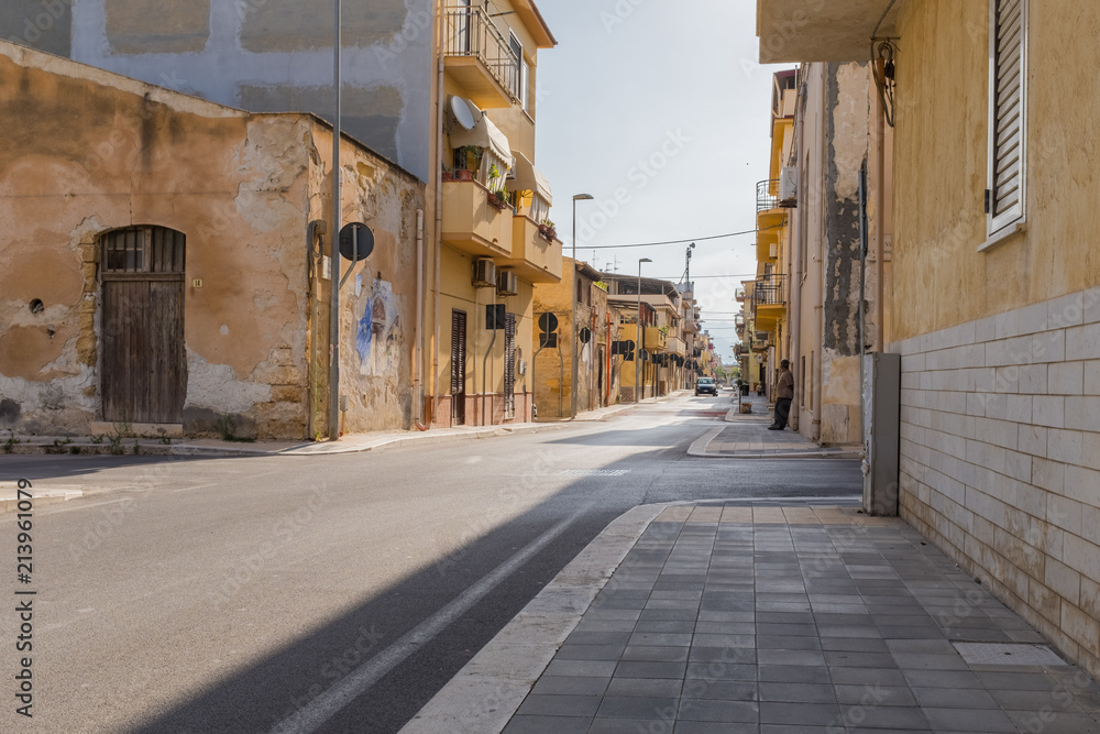 street of Balestrate in Palermo,  Italian region Sicily