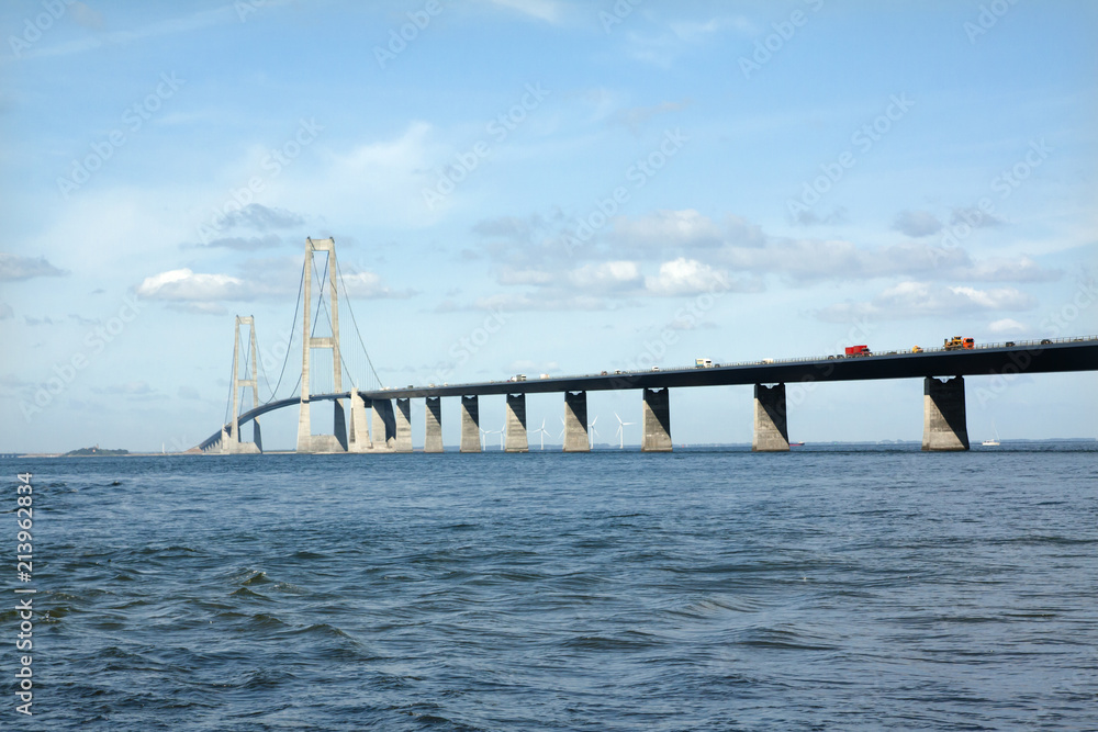 The great belt bridge, Storebelt in Denmark, connecting Zealand with Funen