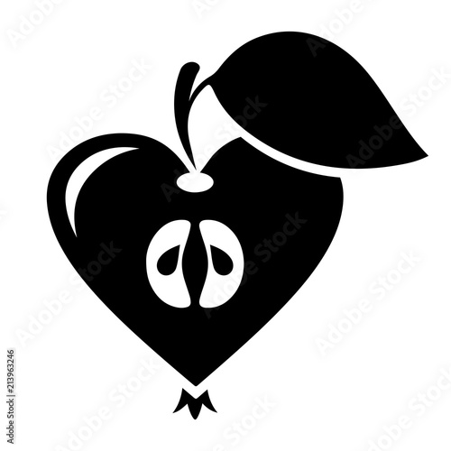 Apple heart icon, logo, golden, yellow