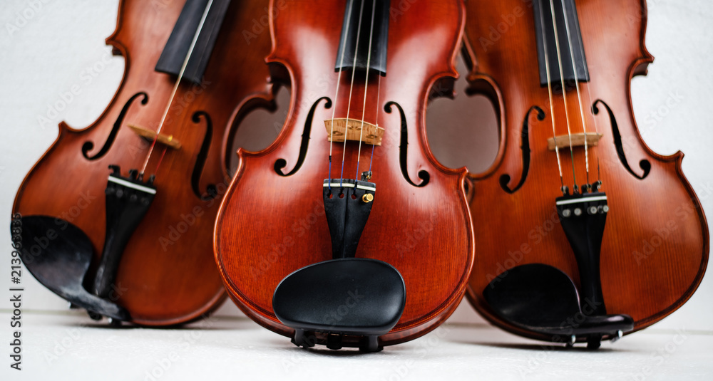 Fototapeta premium The triple violin put on background