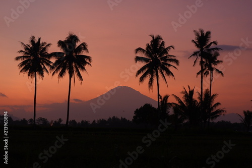 Sunset of Sumbing s mountain at Magelang  Central Java  Indonesia