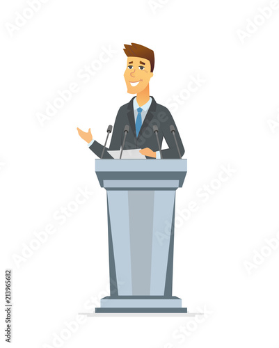 Young politician - cartoon people character isolated illustration