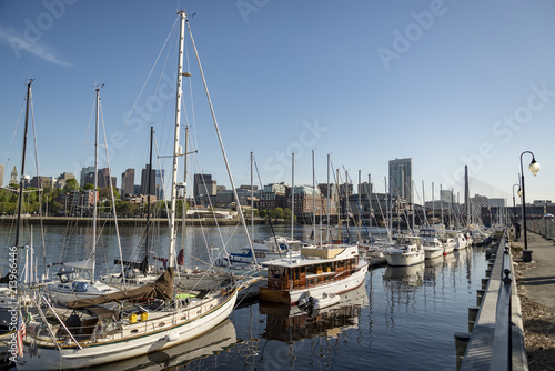 Long Wharf and Customhouse Block with sailboats and yachts in in Boston