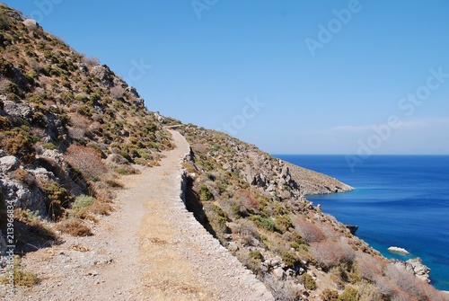 The footpath from Livadia to Lethra beach on the Greek island of Tilos.