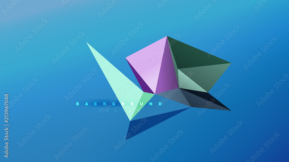 Abstract background - geometric origami style shape composition, triangular low poly design concept. Colorful trendy minimalistic illustration