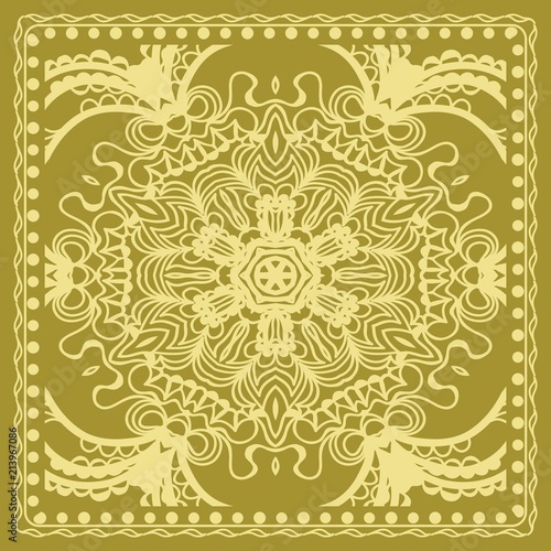 Fototapeta Naklejka Na Ścianę i Meble -  Decorative Geometric Pattern With Round Ornament in Ethnic Style. Abstract Floral Mandala Art. vector illustration.