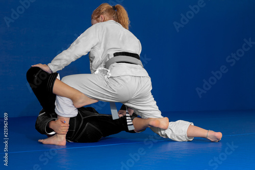 Brazilian Jiu-Jitsu Self-Defense Two Teen Girls Training