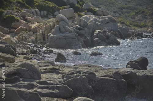 The rocks of the Mediterranean coast of Sardinia photo