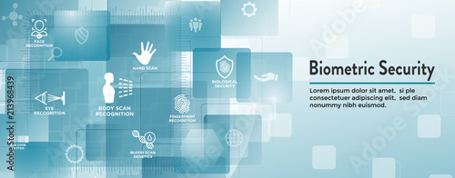 Biometric Scanning Web Banner - DNA, fingerprint, voice scan, tattoo barcode, etc