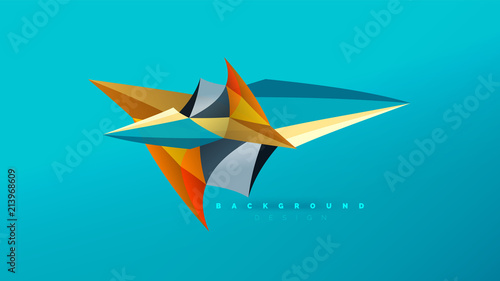 Abstract background - geometric origami style shape composition, triangular low poly design concept. Colorful trendy minimalistic illustration