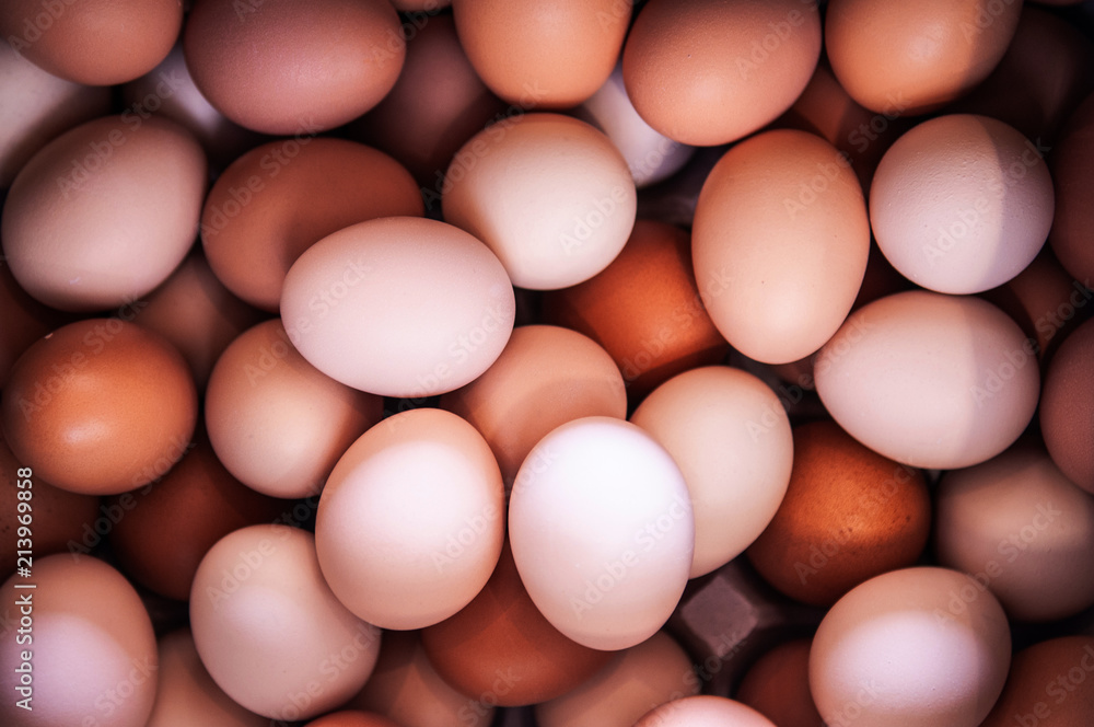 Pile of beautiful fresh eggs at supermarket in Japan Pile of beautiful fresh eggs at supermarket in Japan