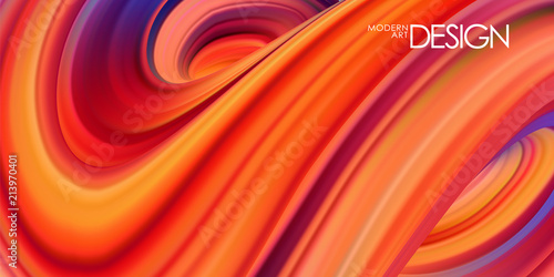 Vector illustration: Red colored abstract twisted wavy liquid background. Trendy design.
