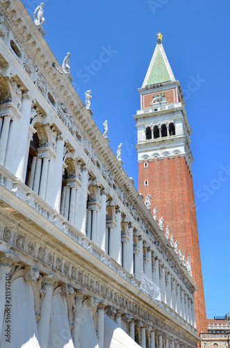 The Campanile and Cathedral at the San Marco Square in Venice, Italy.
