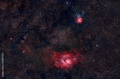 M8 and M20, The Lagoon and Trifid Nebula in Sagittarius