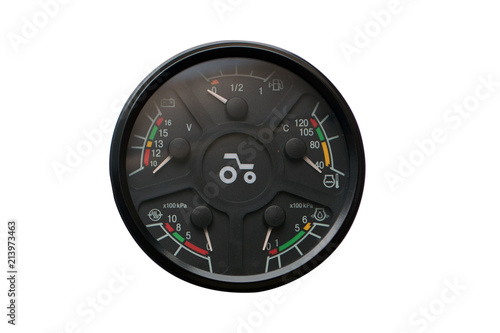 instrument cluster of the tractor on isolated white background