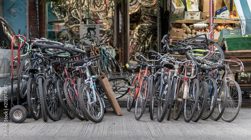 Bikes in front of shop