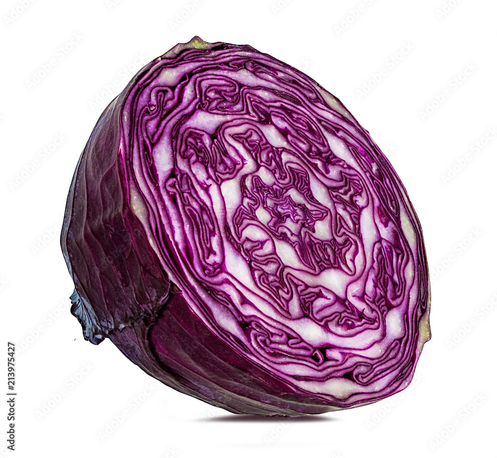 Fototapeta premium Fresh red cabbage isolated on white background with clipping path