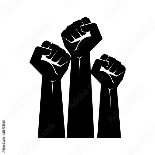 Raised fists resistance silhouette photo