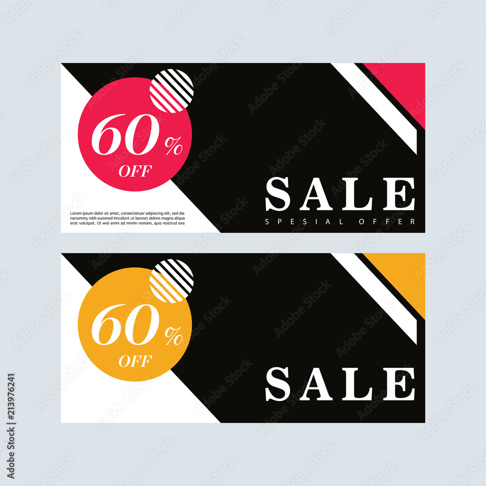 Sal banner design. Red and black banner. Brochure template. Simple sale