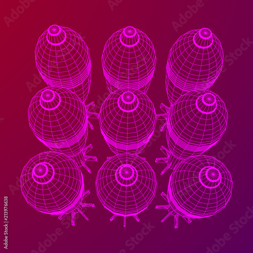 Missile, nuclear bomb or mortar mine Wireframe low poly mesh vector illustration