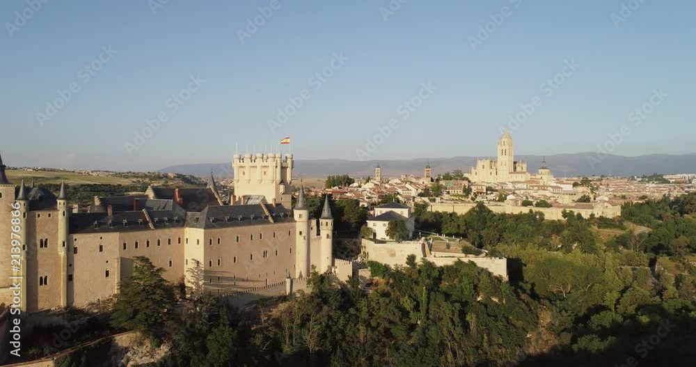 Aerial view of Segovia and the Alcazar Castile and Leon Spain Aerial view of Segovia and the Alcazar Castile and Leon Spain