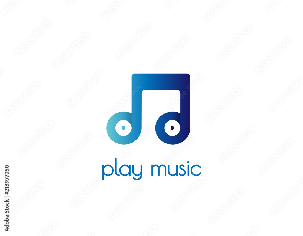 Record note play music logo design Record note play music logo design