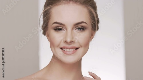 Beautiful girl at studio background, beauty concept