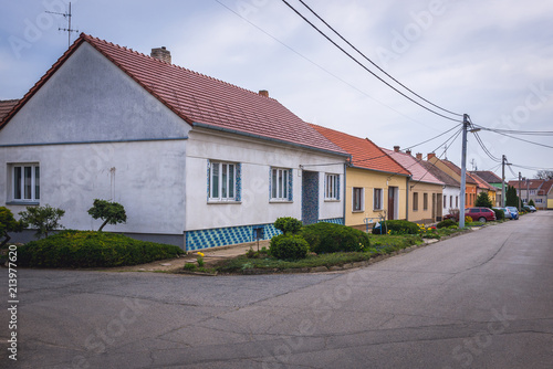 Fototapeta Naklejka Na Ścianę i Meble -  Houses in Hrusky, small village near Breclav city in Czech Republic