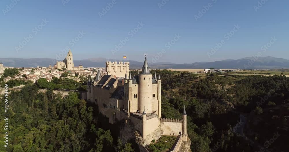 Aerial view of Segovia and the Alcazar Castile and Leon Spain Aerial view of Segovia and the Alcazar Castile and Leon Spain