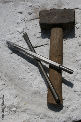 Sculptor tools of marble