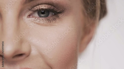 Beautiful girl at studio background, beauty concept