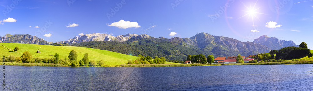 custom made wallpaper toronto digitalPanorama Landschaft in Bayern mit Alpen im Allgäu und Spiegelung im Forggensee