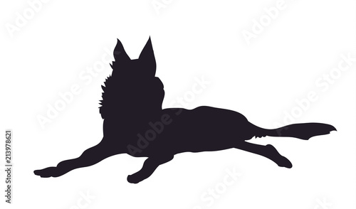 dog lies, silhouette, vector