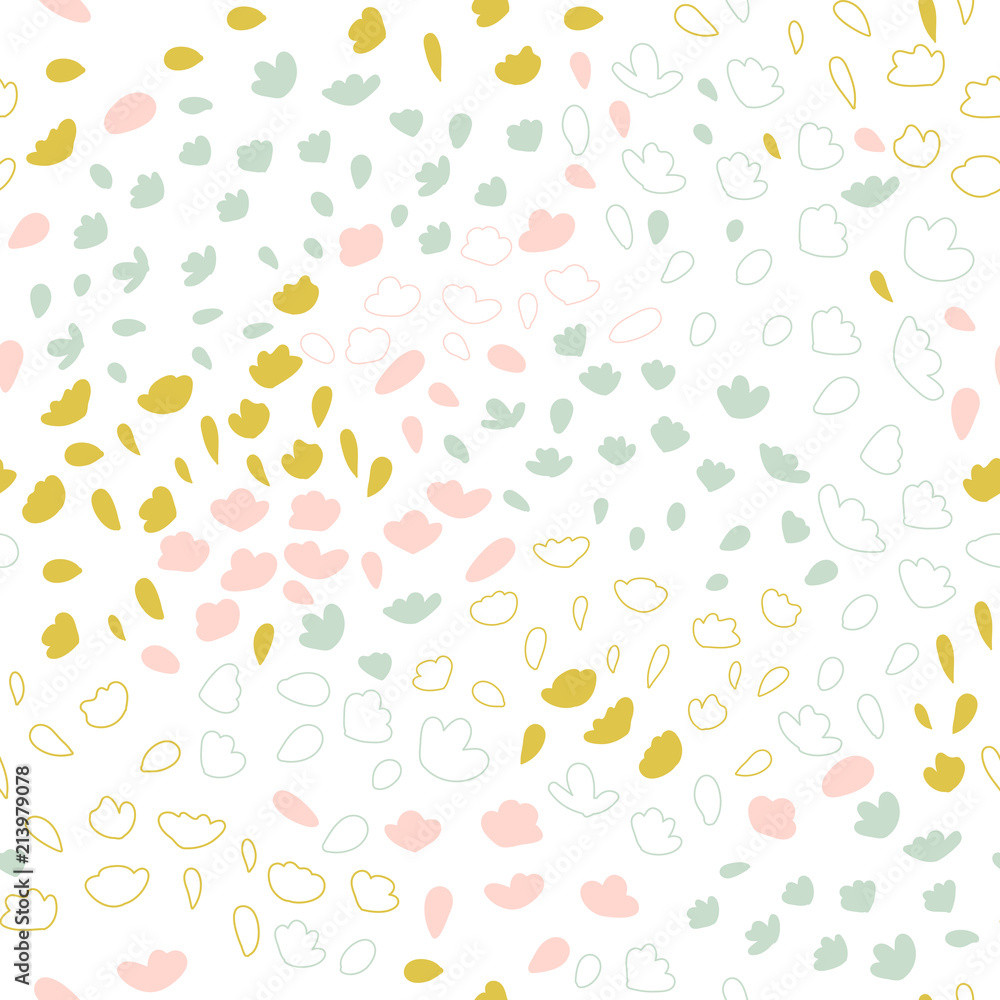 Vector organic seamless abstract background, botanical motif with stylized small leaves, freehand doodles pattern. Vector organic seamless abstract background, botanical motif with stylized small leaves, freehand doodles pattern.
