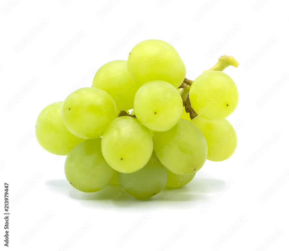 Green grapes bunch isolated on white background,Closeup