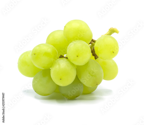 Green grapes bunch isolated on white background,Closeup