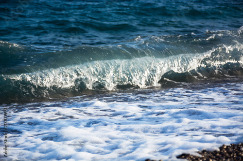wave, sea foam on the shore