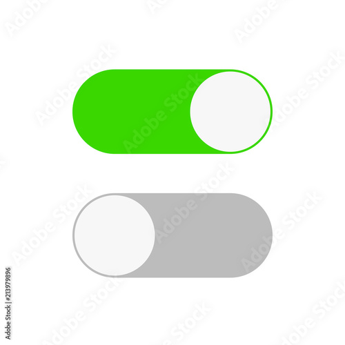 On and Off switch toggle. Simple flat icon design, stock vector illustration