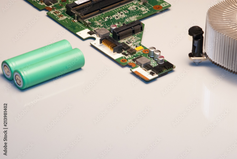 Contrast white background with electronic components Contrast white background with electronic components