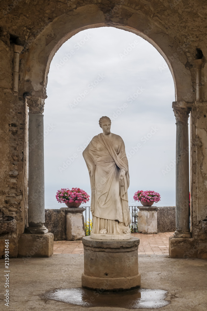 Beautiful statue in the Villa Cimbrone, Ravello, Amalfi Coast, Campania, Italy