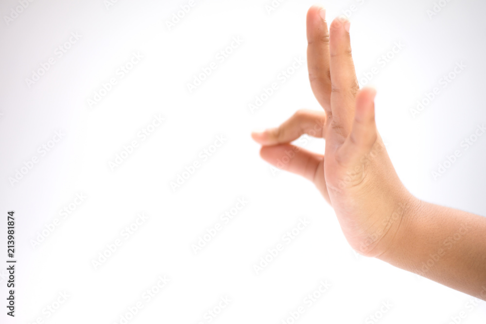 Naklejka premium Blurred images of hand Touch the finger touch with finger. On a