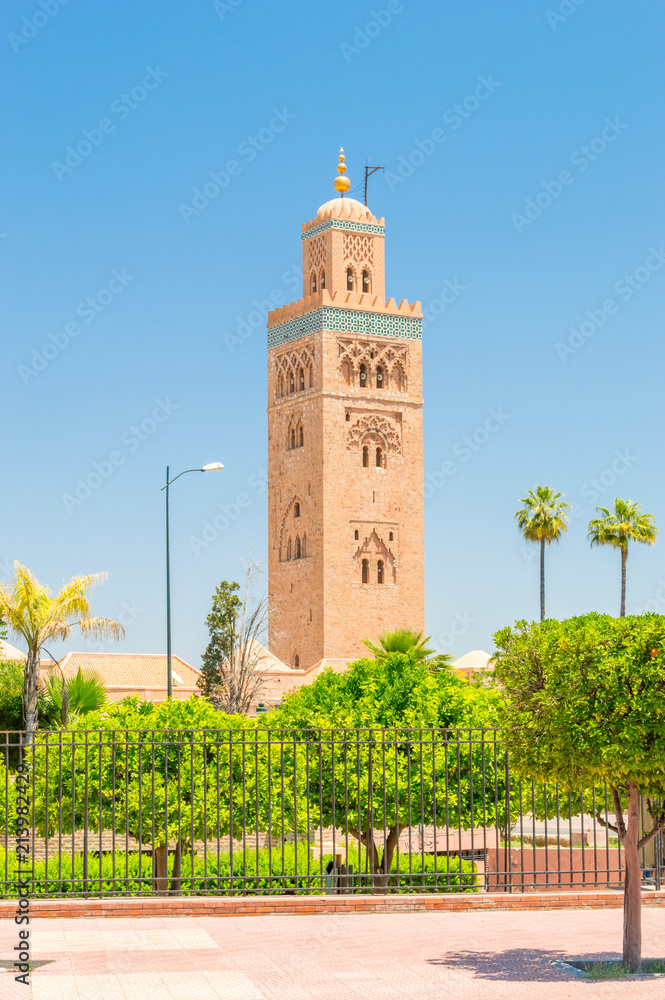 Fototapeta premium The Koutoubia Mosque is the largest mosque in Marrakesh, Morocco.