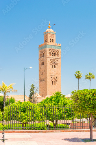 The Koutoubia Mosque is the largest mosque in Marrakesh, Morocco.