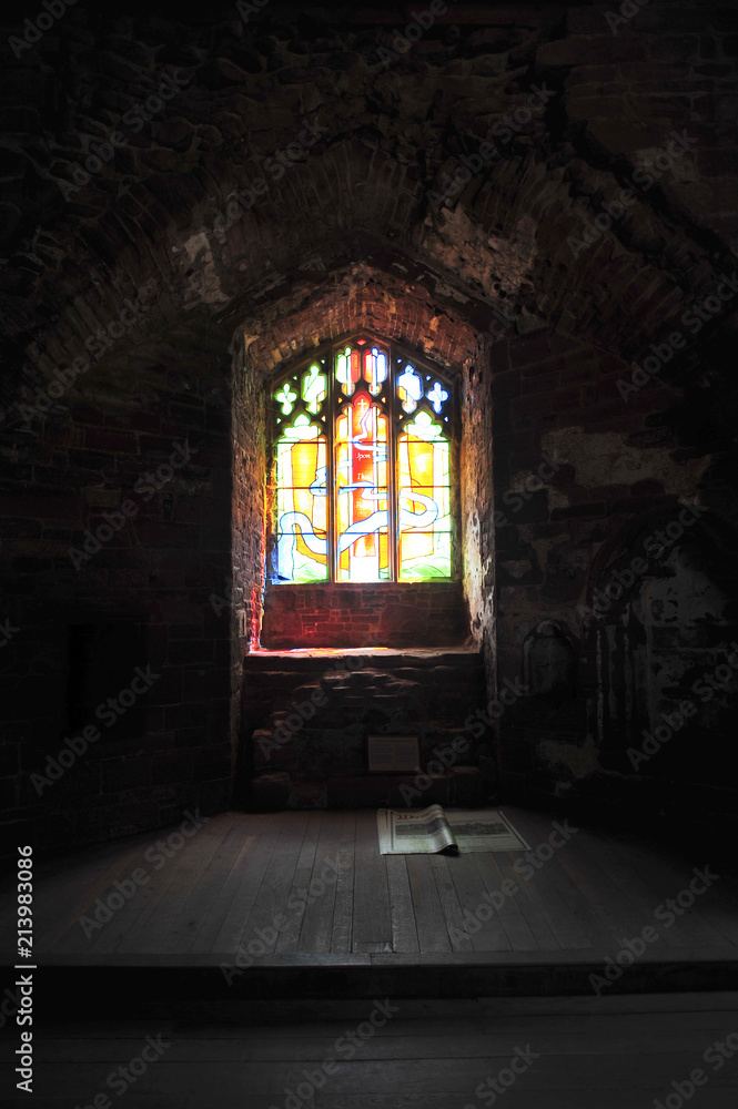 Naklejka premium Stained glass window in a castle