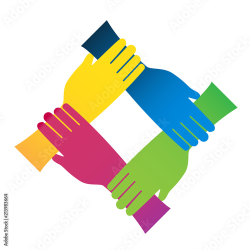 Logo hands connections icon vector